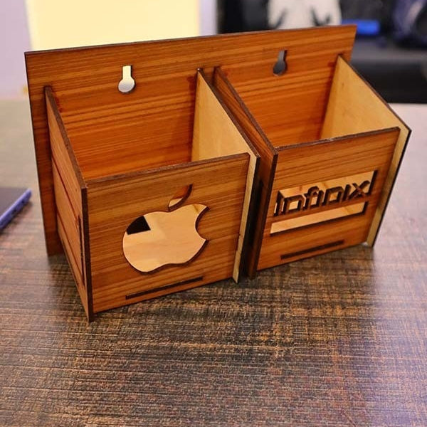 Wall Mounted Wooden Mobile Charging Holder – Phone Organizer