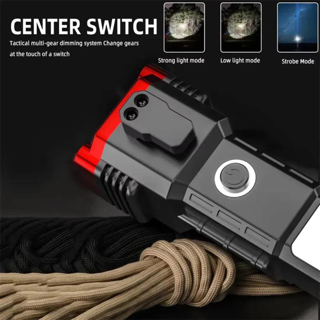 High-Power LED Torch Light | Rechargeable Flashlight with Power Bank