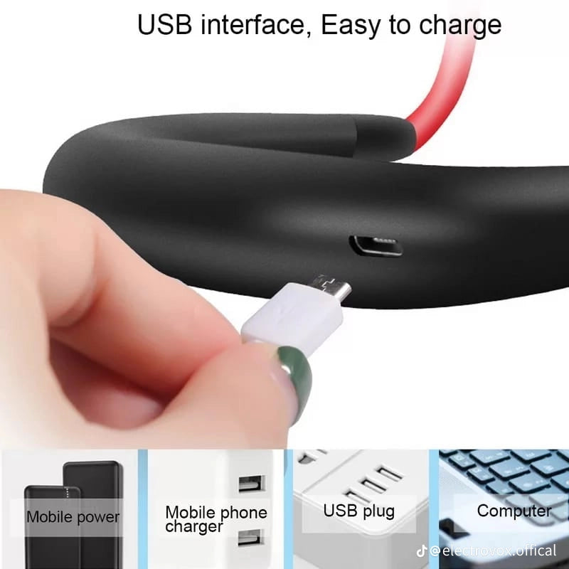 Portable Rechargeable Neck Fan – Hands-Free 3-Speed Cooling Fan