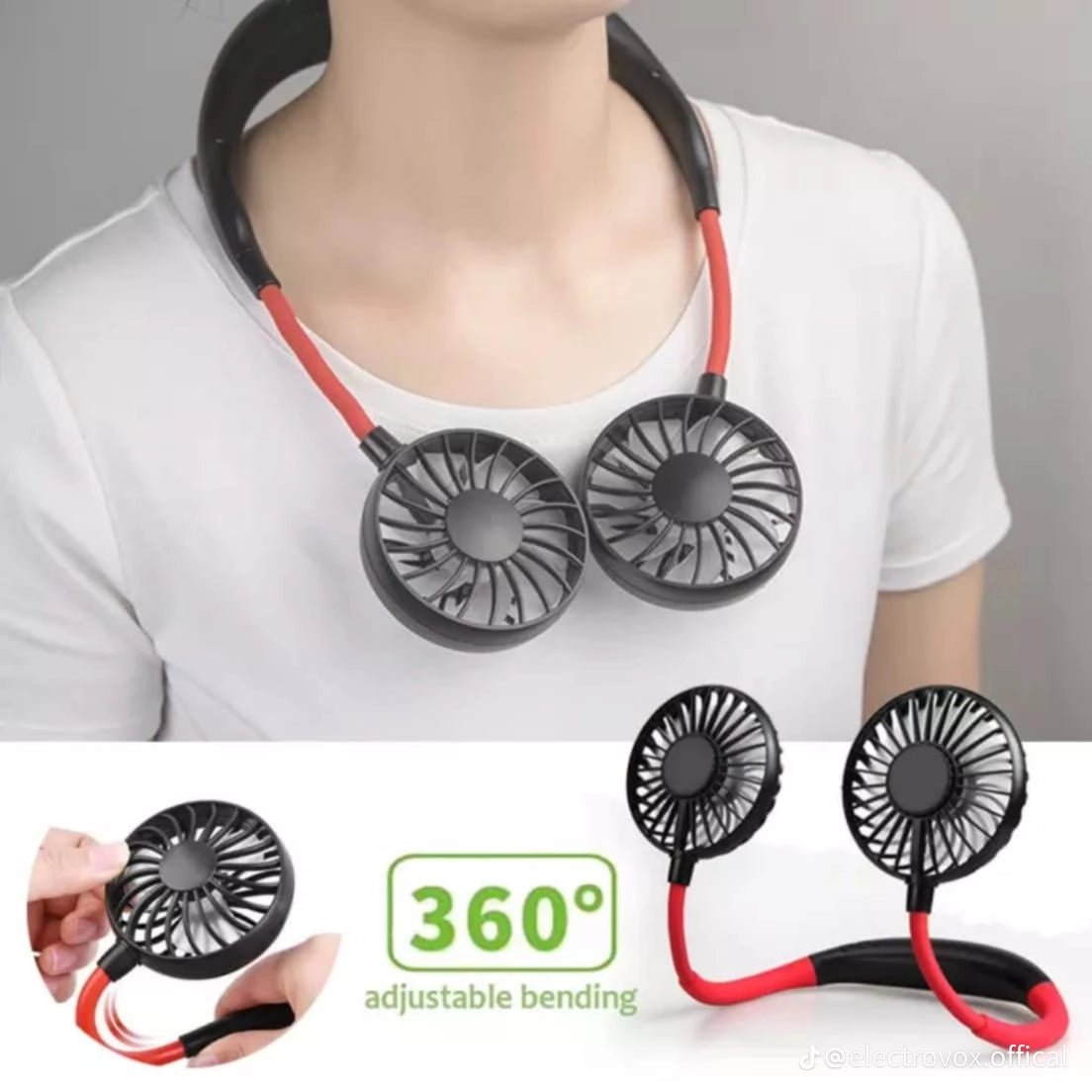 Portable Rechargeable Neck Fan – Hands-Free 3-Speed Cooling Fan
