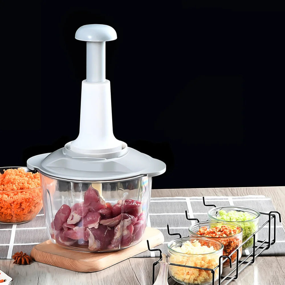 Handheld Manual Food Chopper – 1500ML Vegetable & Fruit Mincer