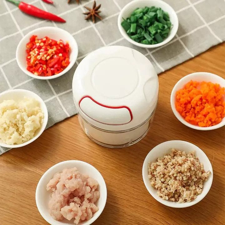 Mini Speedy Chopper – Manual Hand Pull Garlic & Vegetable Slicer