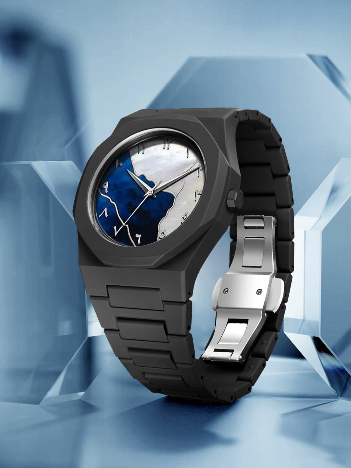 Black AURA Watch – Elegant All-Black Quartz Wrist Watch for Men & Women
