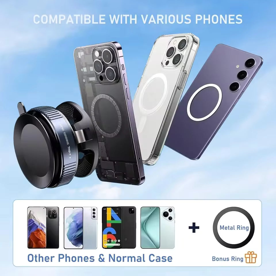 360° Magnetic Car Phone Holder – Strong Magnet Dashboard & Air Vent Mount