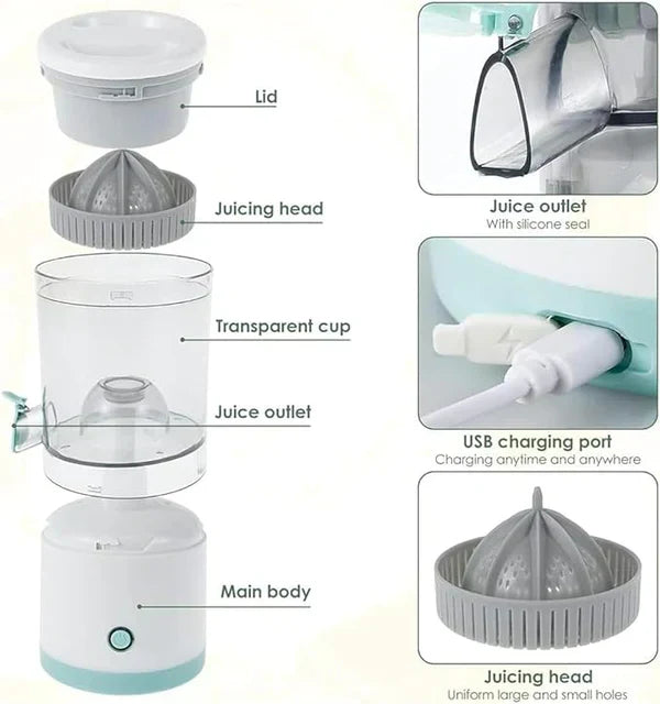 Portable Electric Citrus Juicer – USB Rechargeable Automatic Juice Maker