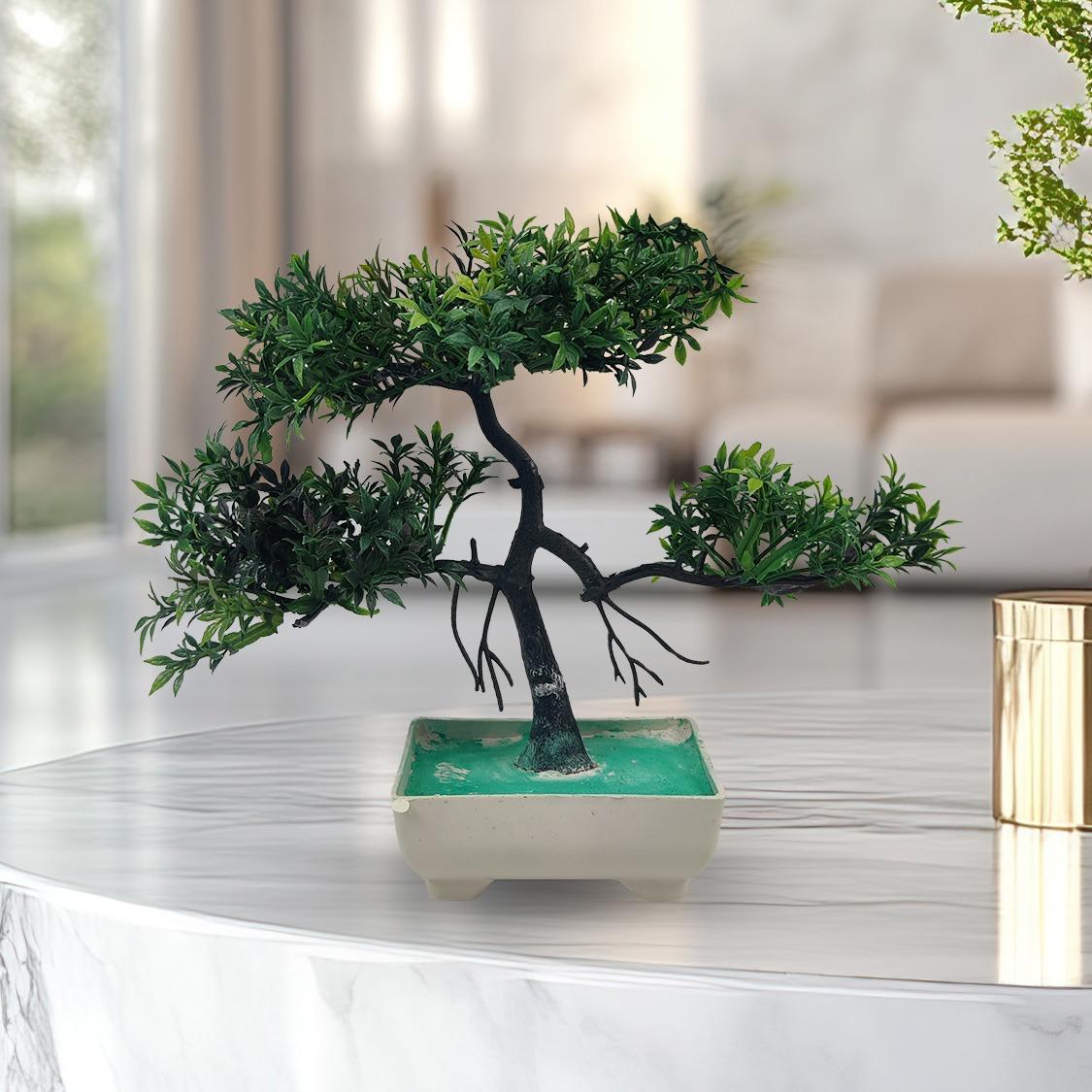 Green Artificial Bonsai Tree (1 Piece) – Decorative Bonsai for Home, Office & Bedroom