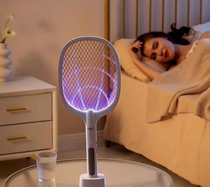 Rechargeable Mosquito Racket with Stand | Electric Insect Killer Bat