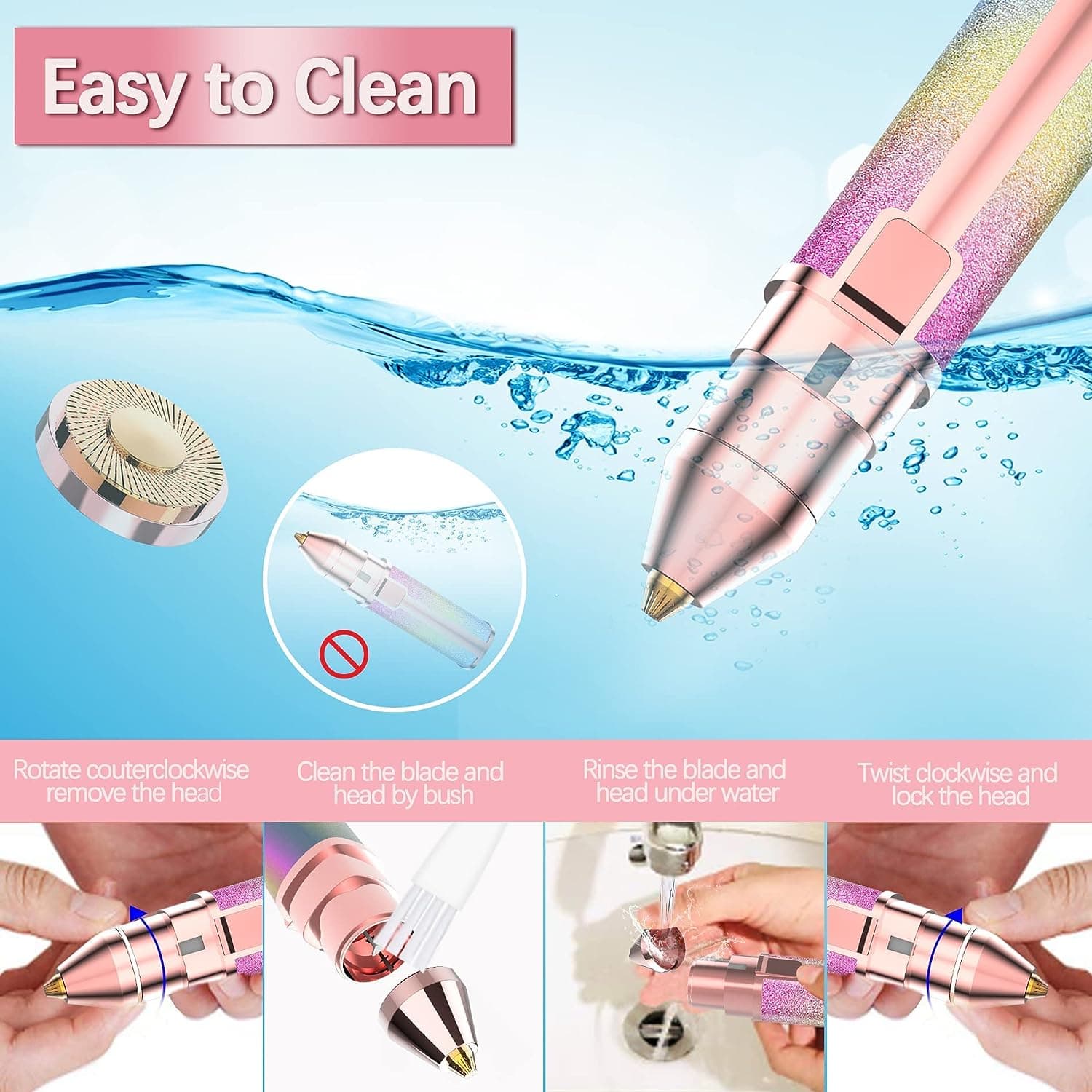 Rechargeable 2-in-1 Eyebrow Trimmer & Facial Hair Remover for Women– USB Charging, Painless & Portable