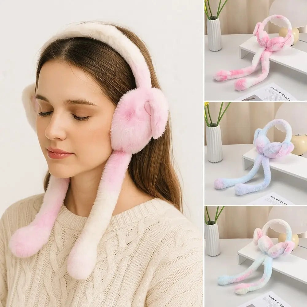 Funny Rabbit Ear Muffs – Soft Warm Moving Ears Winter Ear Warmer