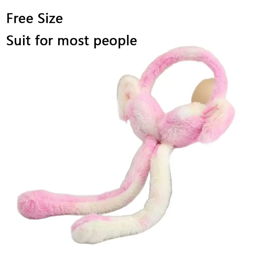 Funny Rabbit Ear Muffs – Soft Warm Moving Ears Winter Ear Warmer