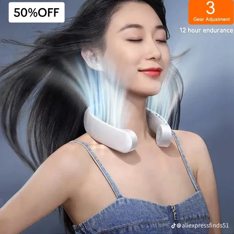 Portable Rechargeable Neck Fan – Hands-Free 3-Speed Cooling Fan