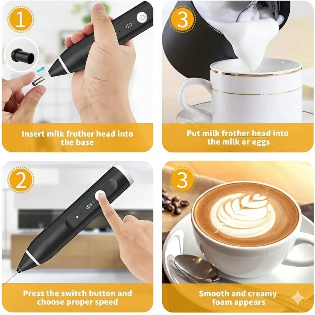 Rechargeable Hand Beater – Electric Egg Whisk & Milk Frother