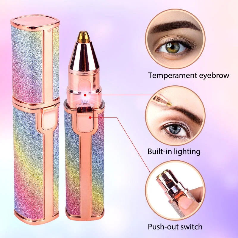 Rechargeable 2-in-1 Eyebrow Trimmer & Facial Hair Remover for Women– USB Charging, Painless & Portable